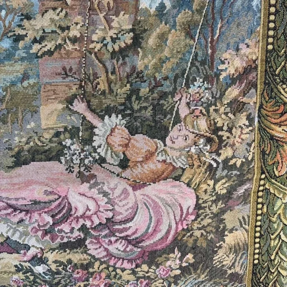 Vintage Fine Art Tapestry Fragonard The Swing Wall‎ Hanging Woven By Sea Gull